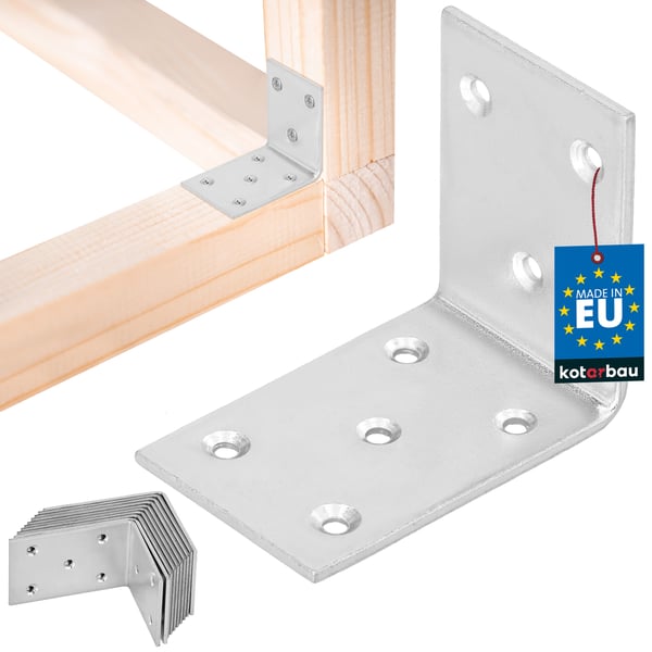 Kotarbau® Kirvesmiehen kulmaliitin ruostumatonta terästä sinkittyä 55 x 45 x 35 mm 12 kpl:n sarja