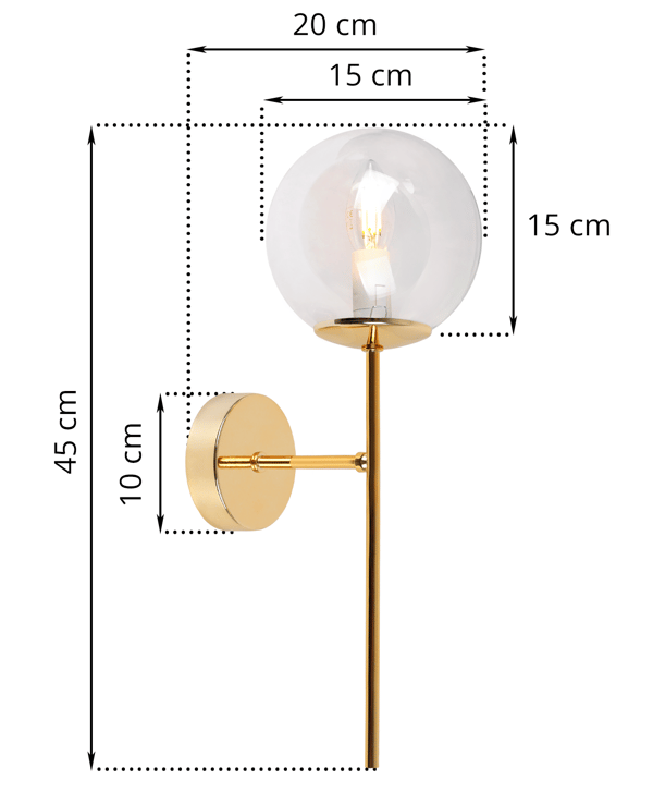 SIENA GULD VÆGLAMPE 1 FLAD KLAR LAMPE E14