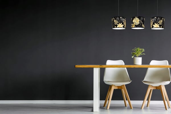 Lofthængende lampe, lampeskærm, gyldne blomster, LED