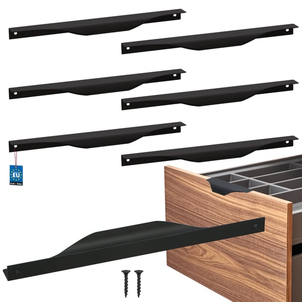 KOTARBAU Modern Edge møbelgreb aluminium matsortwort 256/276 mm sæt à 6