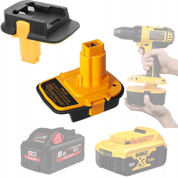 Dewalt DCB201 Adapter til Dewalt og Milwaukee 18V Batterier (DM18D) Gul/Sort