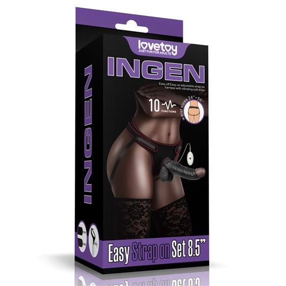 Lovetoy enkelt strap-on-set 8,5'' svart