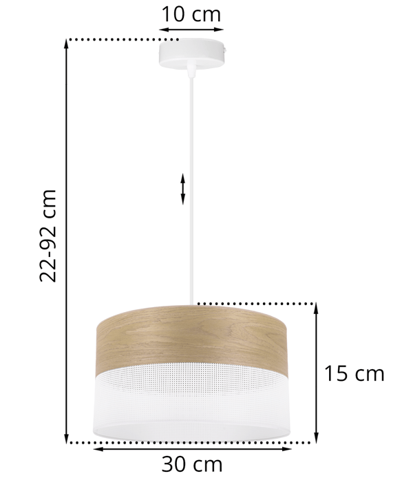 ENKELT HÆNGELAMPE, LAMPESKÆRM I GYLDEN EGEFRONT, 30 CM