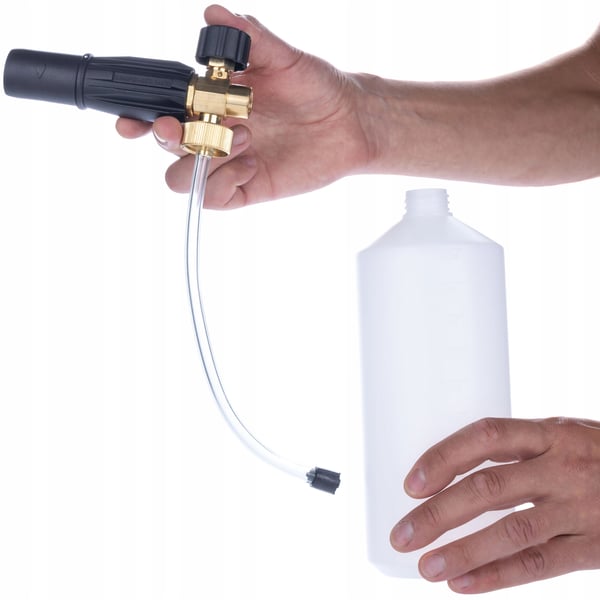 Rosfix-vaahtosumutin S0401 1000ml painepesurille G1/4F, suutin 1,23mm + Adapteri / adapteri Bosch-painepesurille - vanha malli - G1/4"M (muovi)