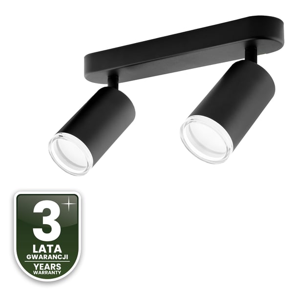 Taklampa reflektorspot LED 2x GU10 IP44 ADERO svart Lumiled