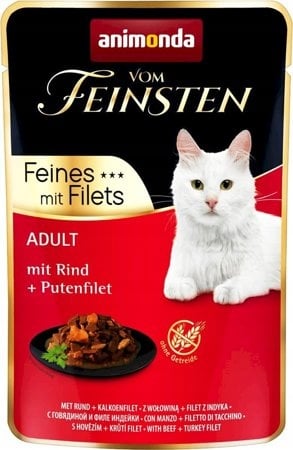 Animonda Vom Feinsten med nötkött och kalkon våtfoder för katt 30x85g