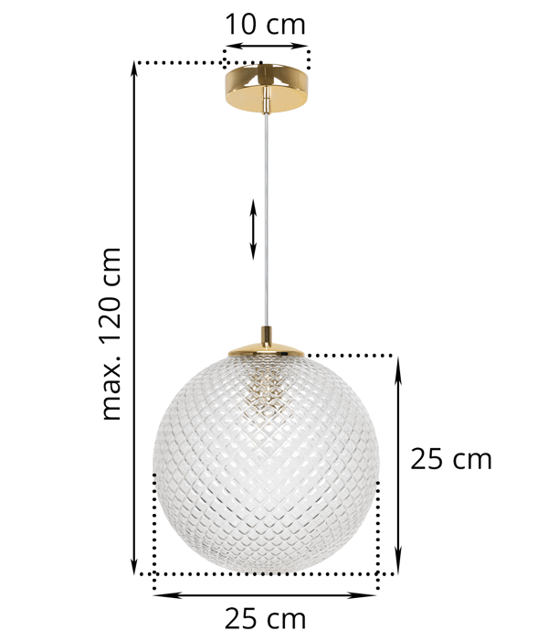 CANNES HÆNGELAMPE 1 FLAD, KLAR LAMPESKÆRM 25CM E27