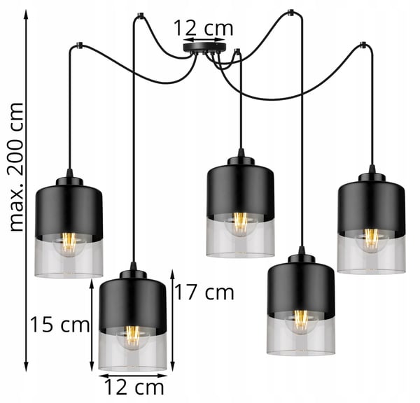 MODERNE LOFTHÆNGELAMPE I GLAS MED EDDEKRON