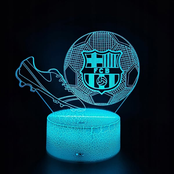 Nattbordslampa för barn FC Barcelona Fotboll 16 LED 3D + Fjärrkontroll