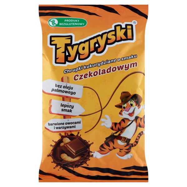 Tygryski suklaanmakuiset maissilastut 70 g Tygryski suklaanmakuiset maissilastut 70 g
