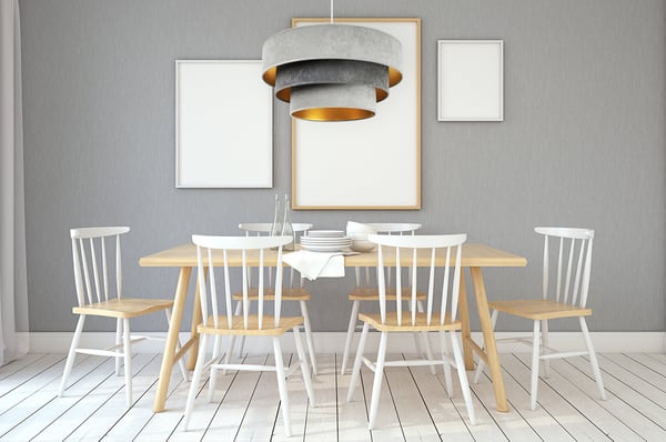 HÆNGENDE LAMPE LOFTSKRONE GYLDEN FLØJLSSKÆRM