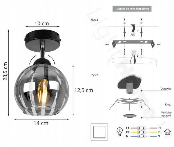 ELEGANT LOFTLAMPE I KROM, KUGLESKÆRM, LED
