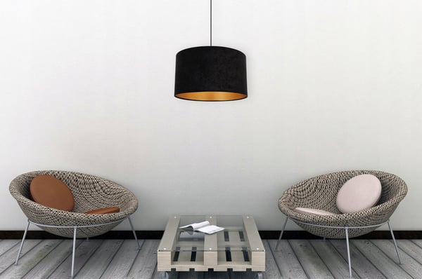 HÆNGENDE LAMPE LOFTSKRONE GYLDEN FLØJLSSKÆRM