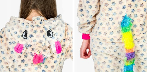 Kigurumi-kostume med varm pyjamas med pegasus og enhjørning.