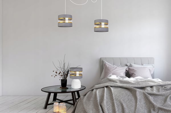 NATBORDLAMPE, ELEGANT GYLDET LAMPESKÆRM, 20 CM