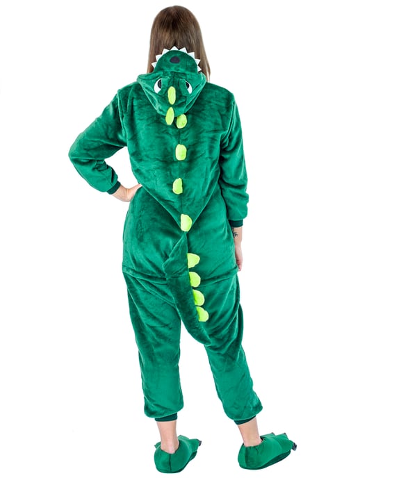 Herrpyjamas i ett stycke med dinosaurie, kigurumi, förklädnad, onesie, dinosaurie-kostym - L