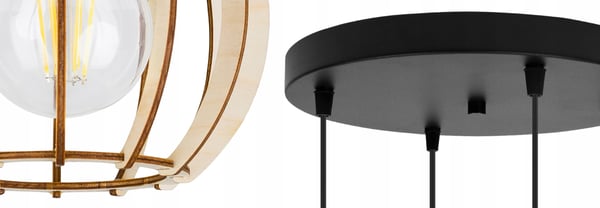 Hængende lampe, loftslysekrone, træ, LED lampeskærm