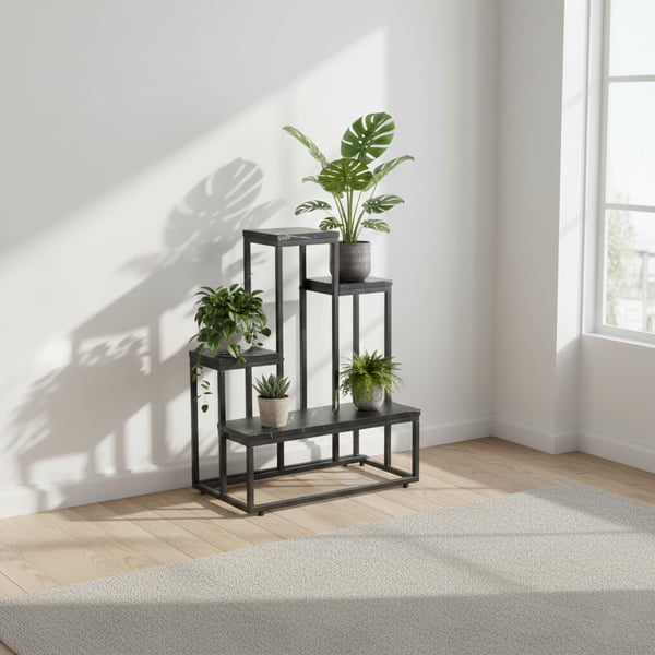 Metal blomsterstativ, 6-etagers, metal loft plantepotter, blomsterstativ