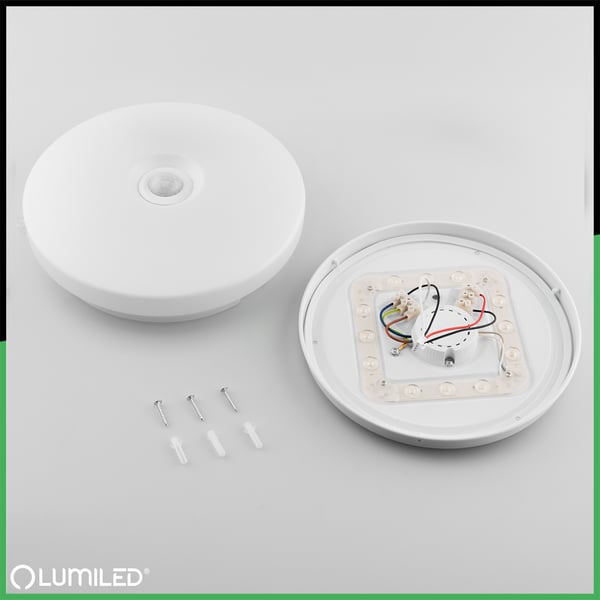 LED-taklampa Monteringsbar 24W NOTUS 2 Rund Rörelsedetektor IP44 33 cm LUMILED