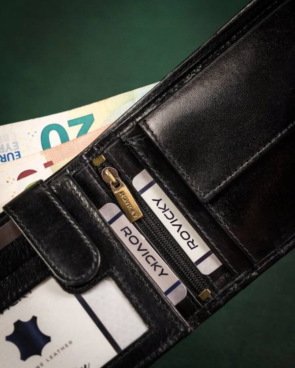 Elegant herrplånbok i läder utan utvändigt spänne - Rovicky
