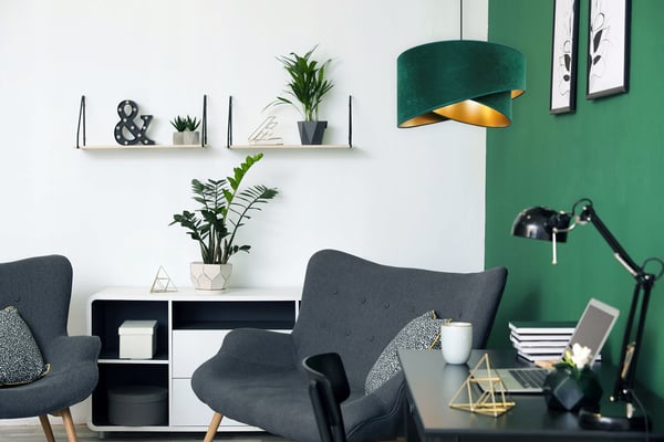 HÆNGENDE LAMPE LOFTSKRONE GYLDEN FLØJLSSKÆRM