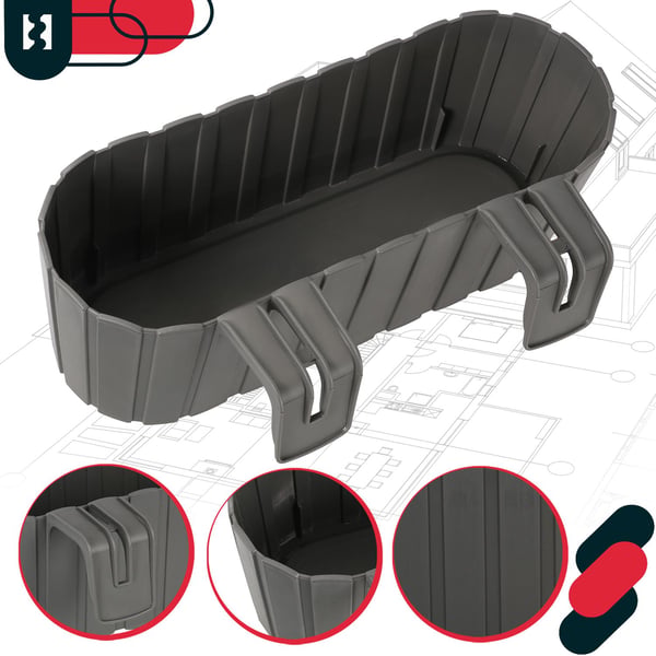 KOTARBAU Balkongväxtlåda oval rustik grå 400 mm 4-pack
