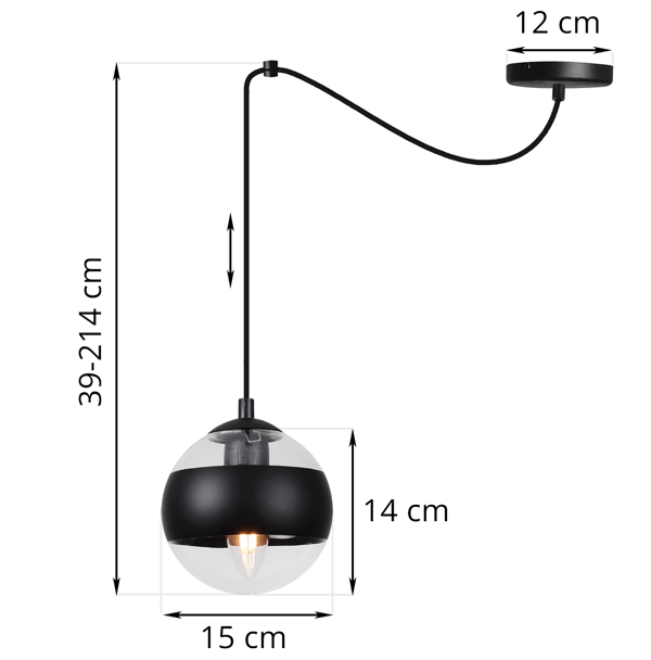 TOLEDO SPIDER HÆNGELAMPE SORT 1 FLAD SORT LAMPESKÆRM E14
