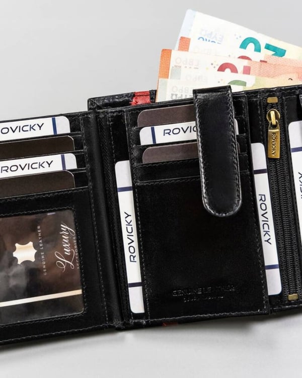 Stor herrplånbok i läder med RFID-system - Rovicky