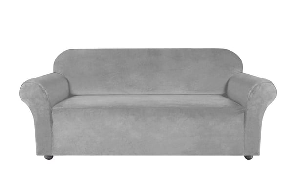 Vaaleanharmaa samettinen sohvanpäällinen 3 hengelle [22W3]