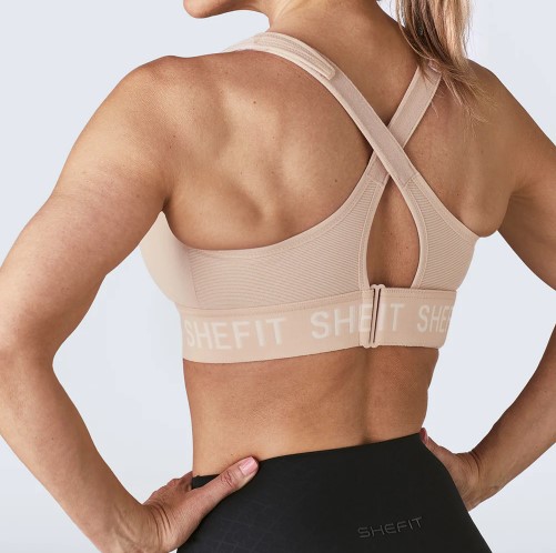 Shefit Beige Sports-BH, Stærk Støtte, Justerbar, Størrelse S