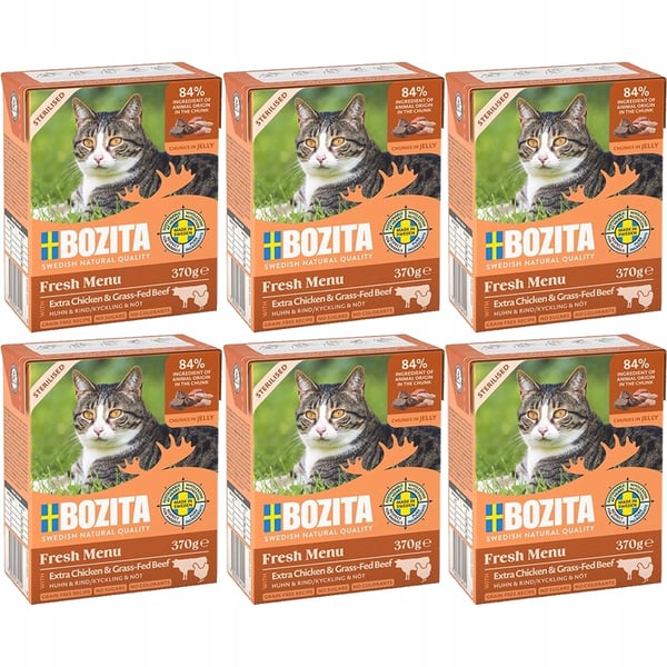 Våt mat för kastrerad katt BOZITA I GELÉ MED NÖTKÖTT 6x370G