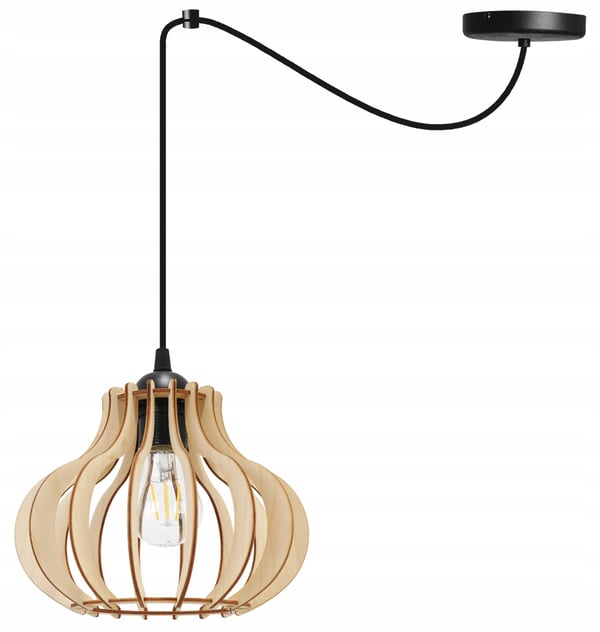 Hængende lampe, loftslysekrone, træ, LED lampeskærm