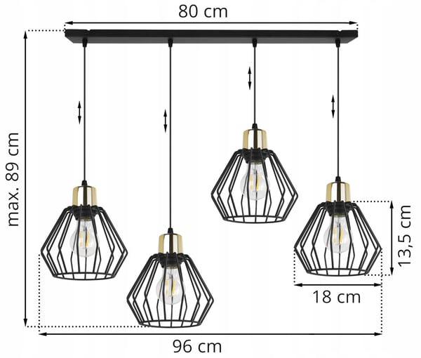 Hængelampe, loftslysekrone, trådskærm, LED