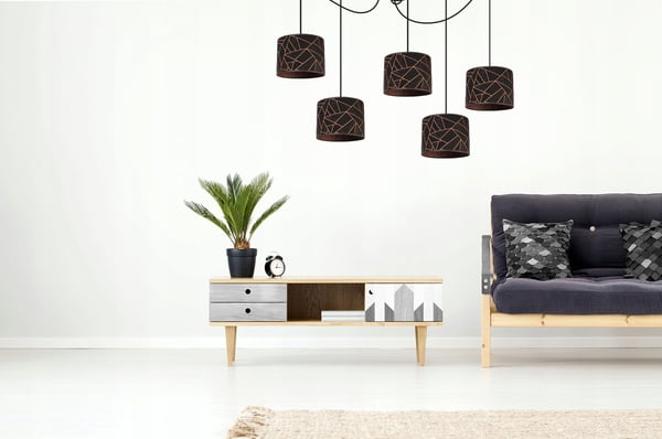 TAKLAMPA, SPINDELMÖNSTERAD LAMPSKÄRM, KOPPAR