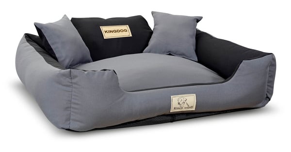 Koiran sänky koirankoppi KINGDOG MM43 75x65 cm personalisoitu purettava liukumaton tummanharmaa