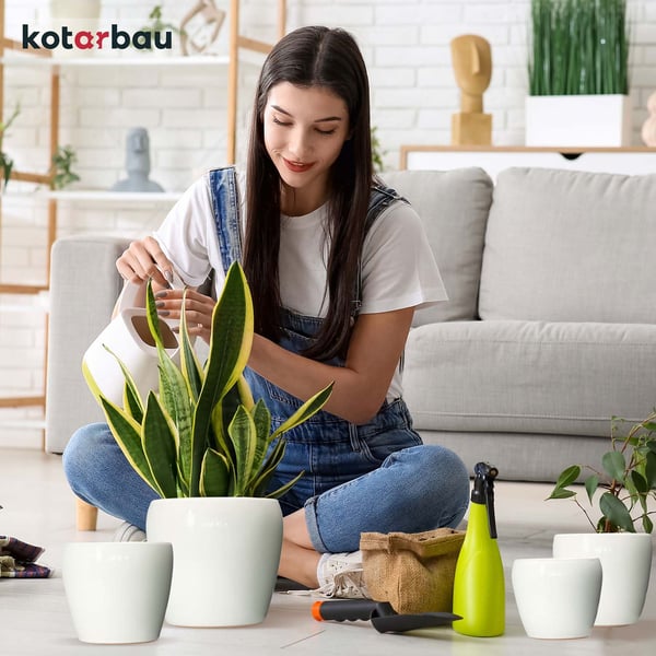 KOTARBAU® 2 st. blomkruka 13,5 cm vitglaserad keramik med dekorativt lock