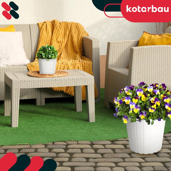 Plastkruka för blommor och örter vit 29 cm 6 st
