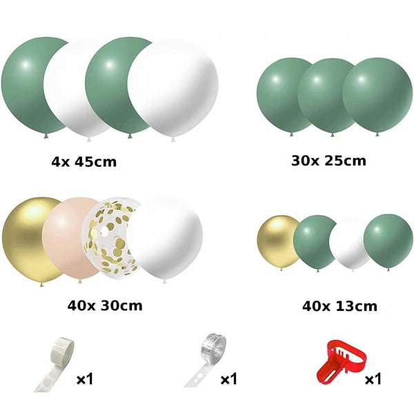 Ballonggirlande 117 stk til bryllup, fødselsdag, dåb, latexballoner