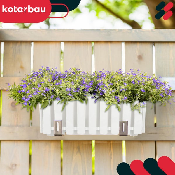 Blomkruka för balkongräcke terrass rustik vit 40 cm 4 st