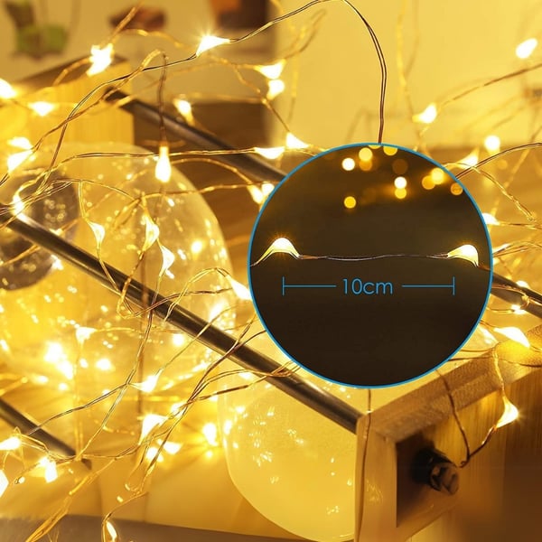 Ledninger, snore, lys, 10 LED juletræslys, 1 m dekorative dioder, batterier, varm/kold