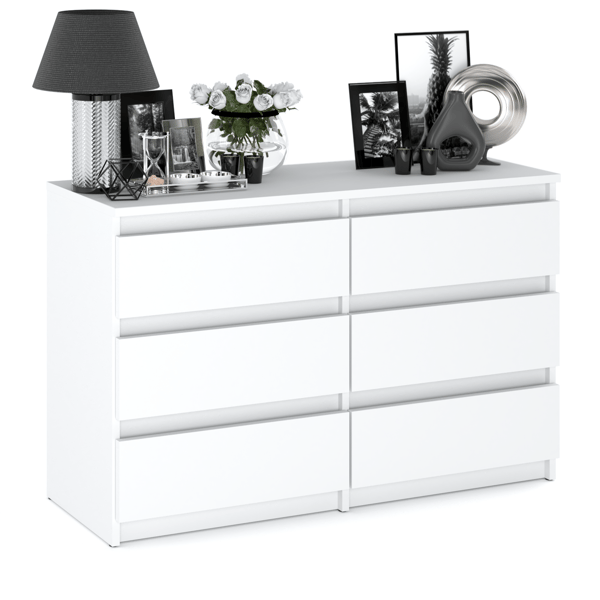 Hvid kommode med 6 skuffer 100 CM TV-skab Stuemøbel Skænk Garderobe