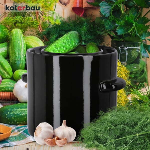 KOTARBAU® Hermetisk stentøjstønde med låg til syltning af kål og agurker 1,8 l Ebony