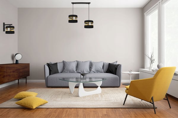VÆGLAMPE, FIRKANTET LAMPE, ELEGANT GYLDEN LAMPESKÆRM, 20 CM