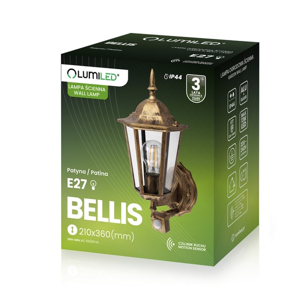 Utomhusklinkel Belysning Vägglampa Yttre E27 LED Lykta Rörelsesensor BELLIS LUMILED