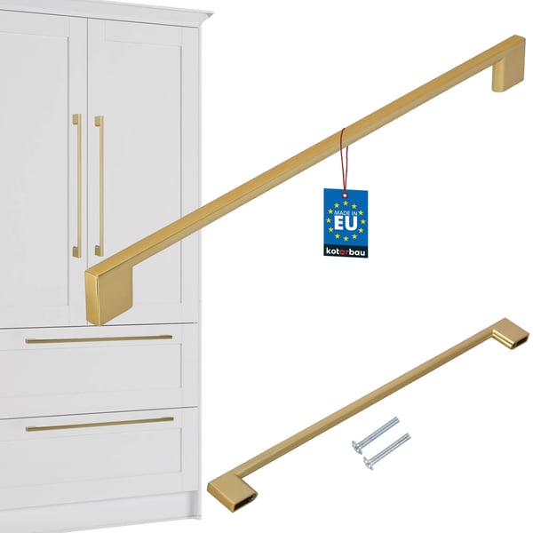 Kotarbau køkkenhåndtag klassisk moderne aflange mat guld 358 mm afstand 320 mm