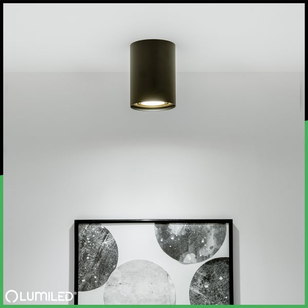 Overflademonteret HALOGEN Spot Tube Flytbar GU10 Rund Sort og Guld 115mm AMAT-L LUMILED