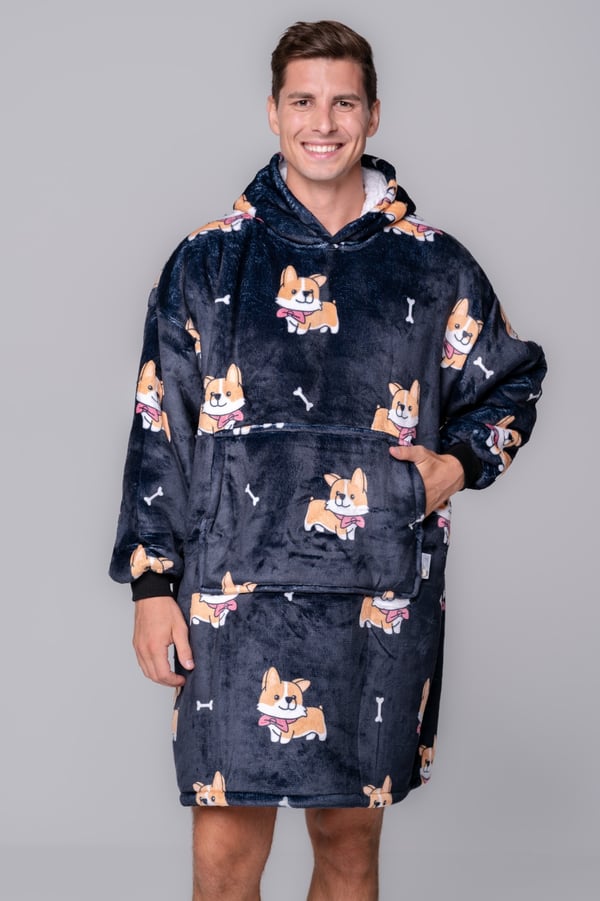 CORG filttröja stor storlek varm tjock 2in1 XXL svart lurvig