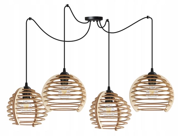 Hængende lampe, loftslysekrone, træ, LED lampeskærm
