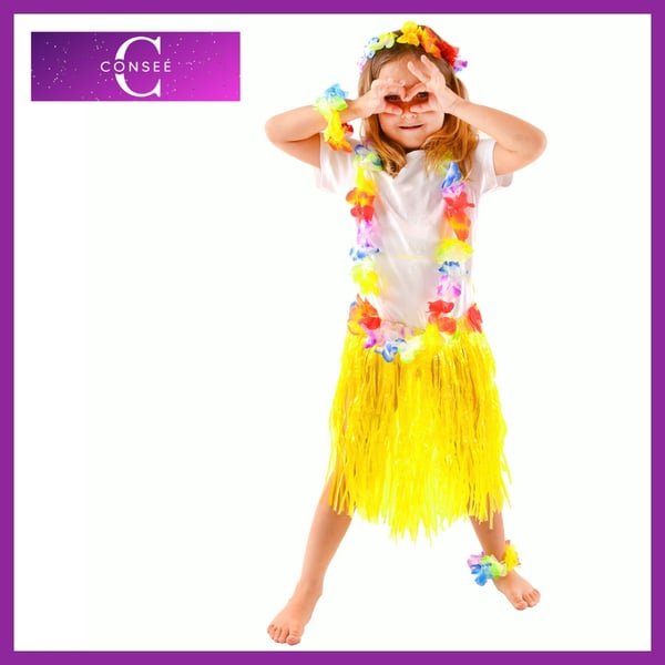 Hawaiian kostume nederdel krans halskæder hula udklædning aloha outfit