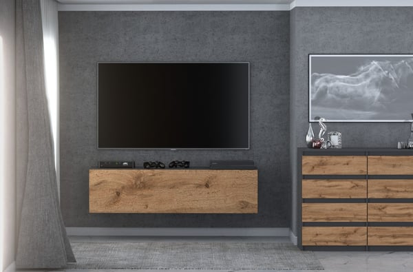 VÄGGHÄNT TV-SKÅP 140 CM GRÅ EK WOTAN